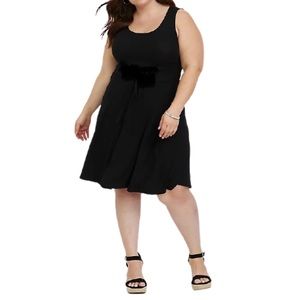Torrid Ribbed Front Sleeveless Black Skater Dress